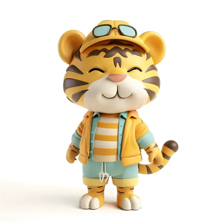 Cute Cartoon Tiger in Yellow Outfit