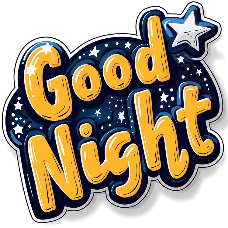 Good Night Text with Star Illustration