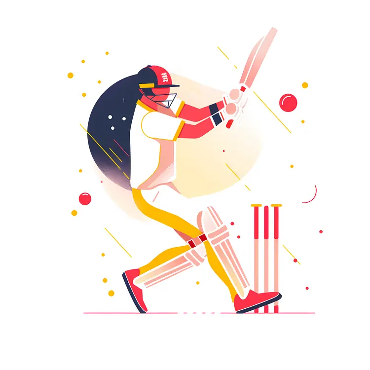 Illustration of a Cricket Player in Action