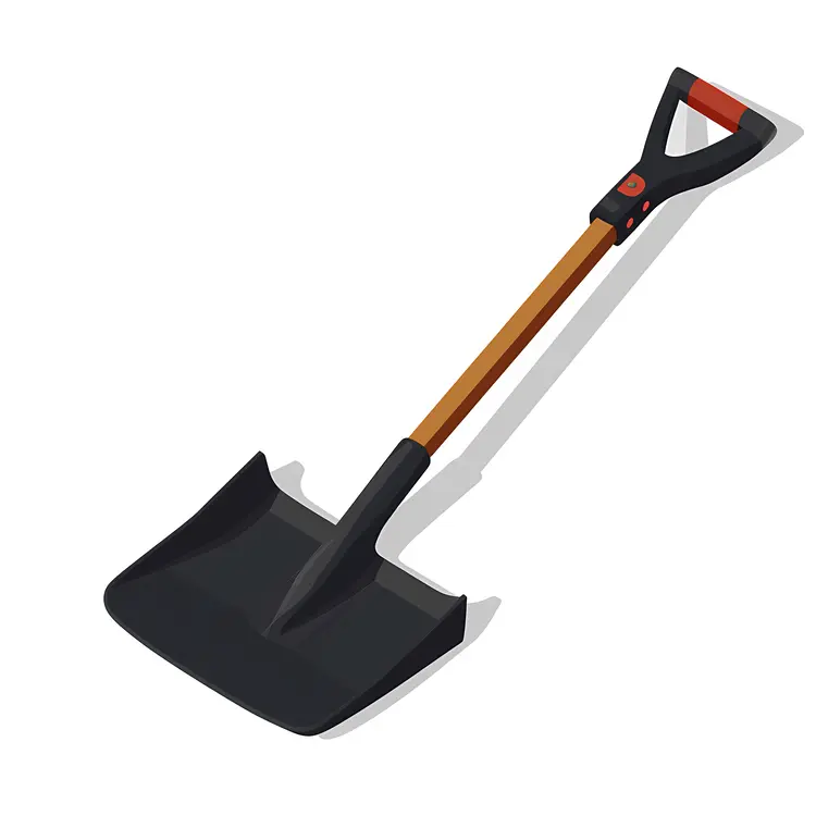 Black Shovel with Orange Handle