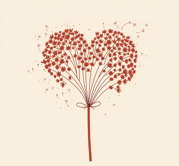 Heart-shaped Dandelion Illustration