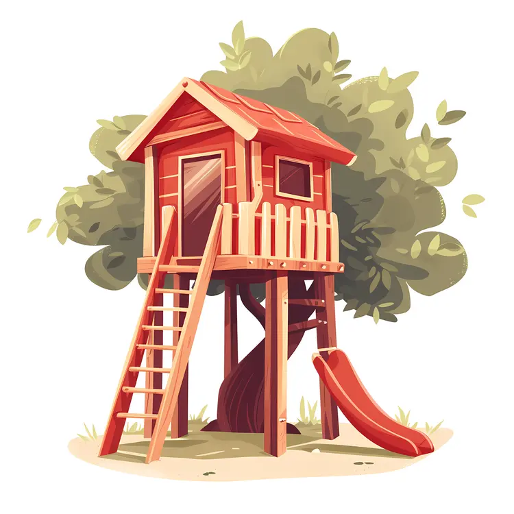 Simple Treehouse with Slide