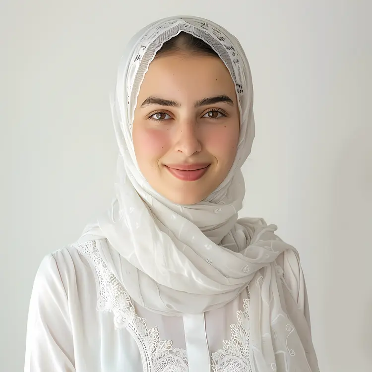 Woman in White Hijab