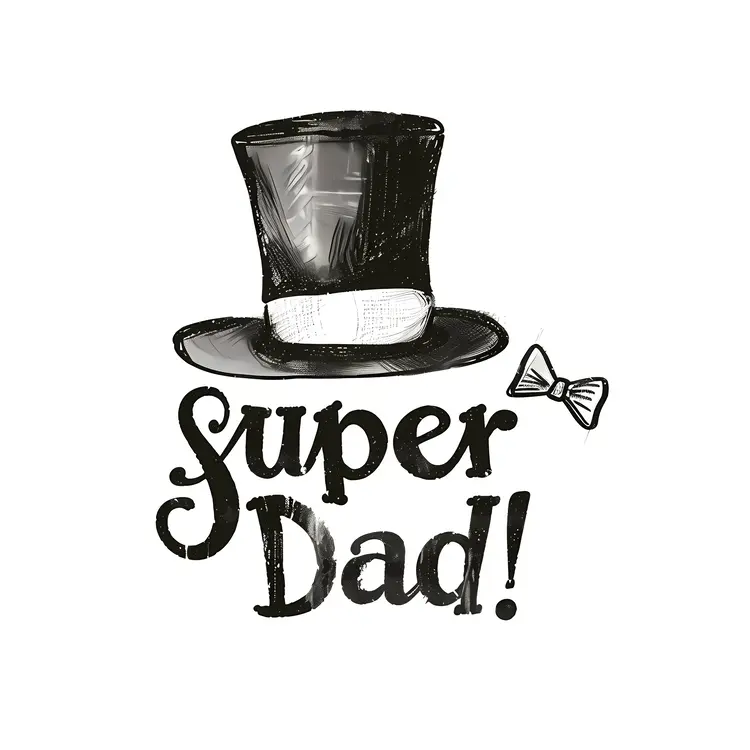 Super Dad Graphic with Hat and Bow Tie