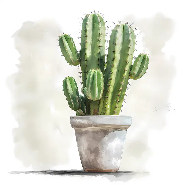 Potted Cactus Illustration
