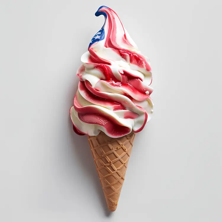 Red and White Swirl Ice Cream Cone