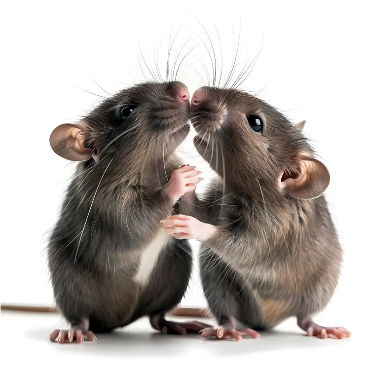Two Mice Kissing Adorably