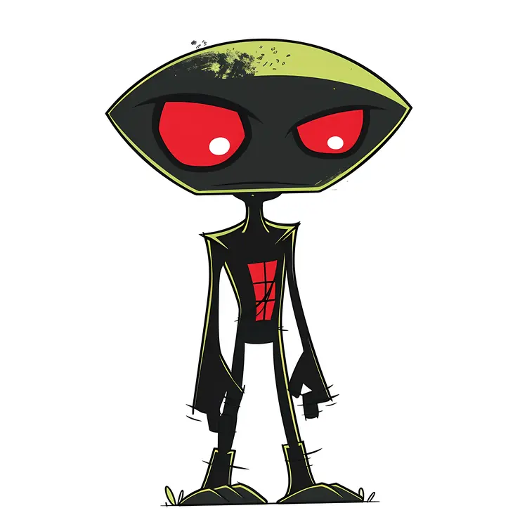 Black Cartoon Character with Red Eyes