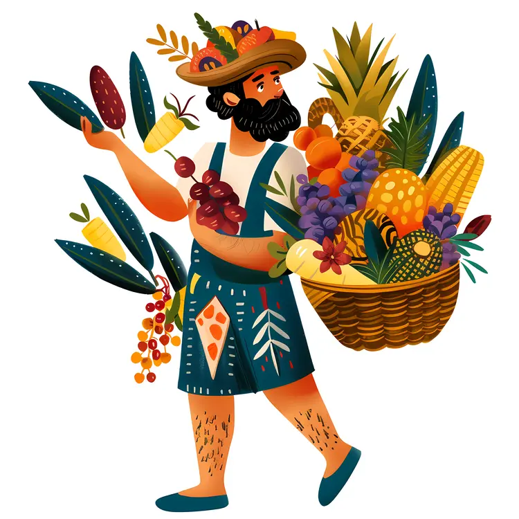 Colorful Fruit Basket Illustration