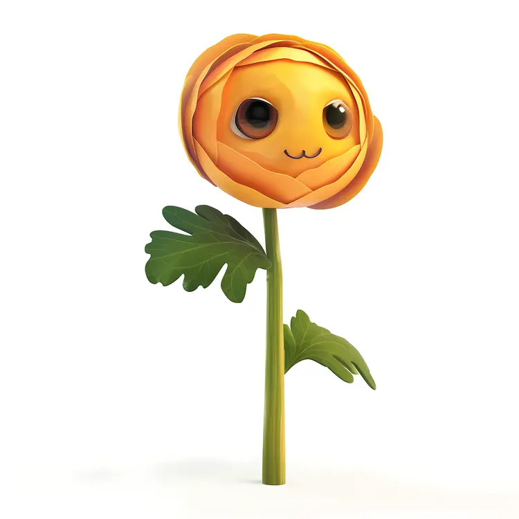Orange Flower with Cute Face