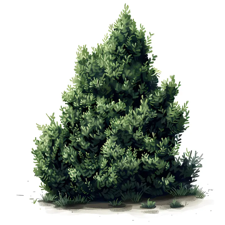 Conical Green Bush with Dense Foliage