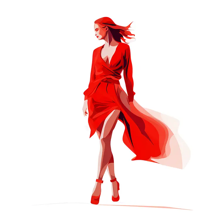 Elegant Woman in Red Dress