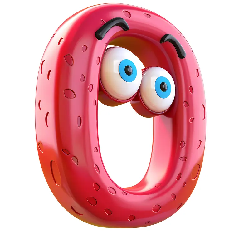Red Number Zero Cartoon Character