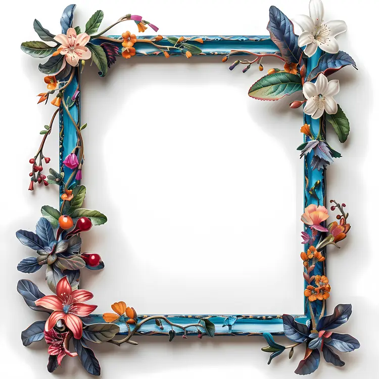 Colorful Flowers on Square Frame