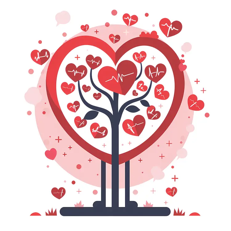 Heart Tree with Heartbeat Illustration