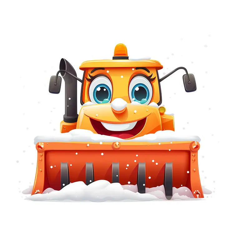 Orange Snowplow with Happy Face