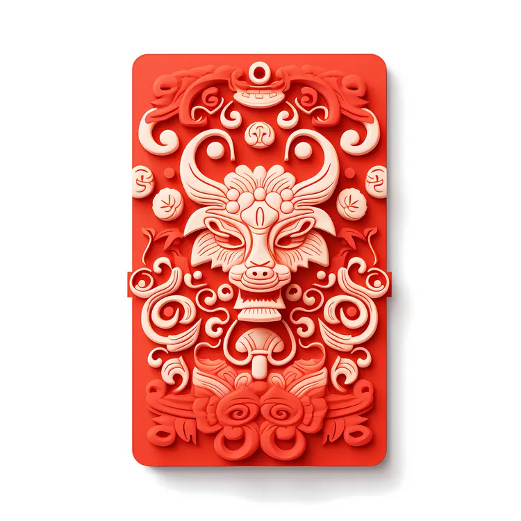 Intricate Red Dragon Carving