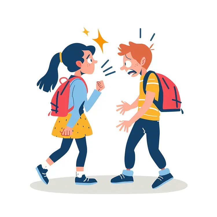 Kids Arguing with Backpacks