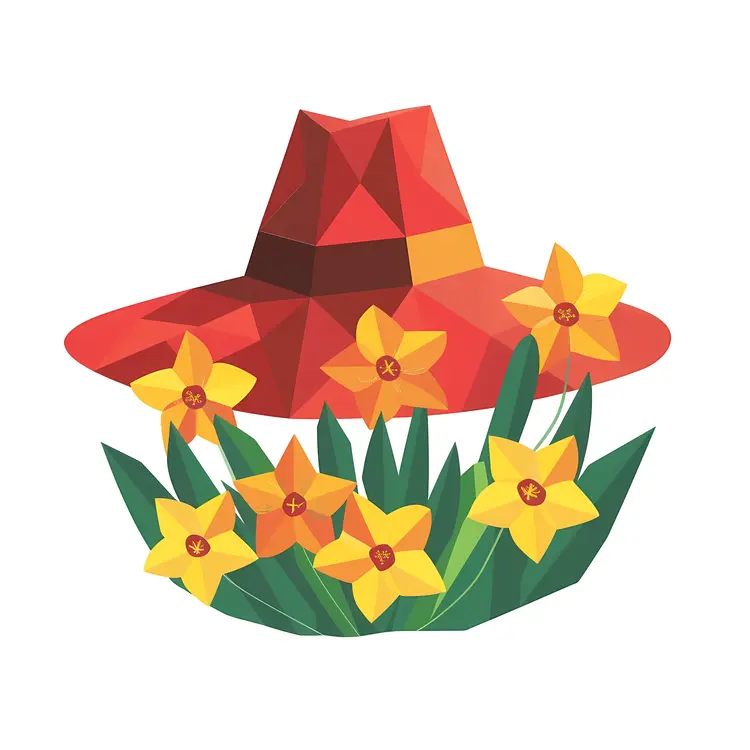 Red Hat with Yellow Flowers