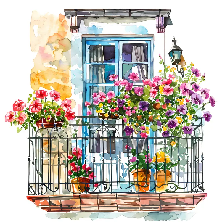 Colorful Balcony with Flowers