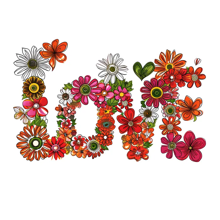 Floral Love Text Art