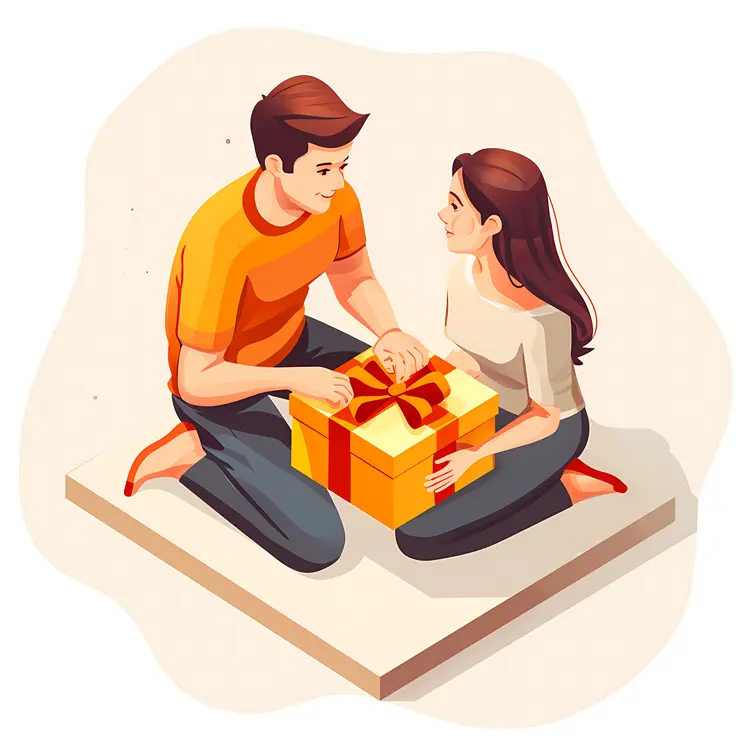 Couple Opening a Gift Together