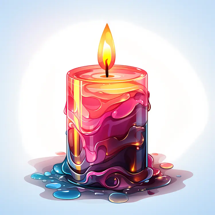Colorful Candle with Melting Wax