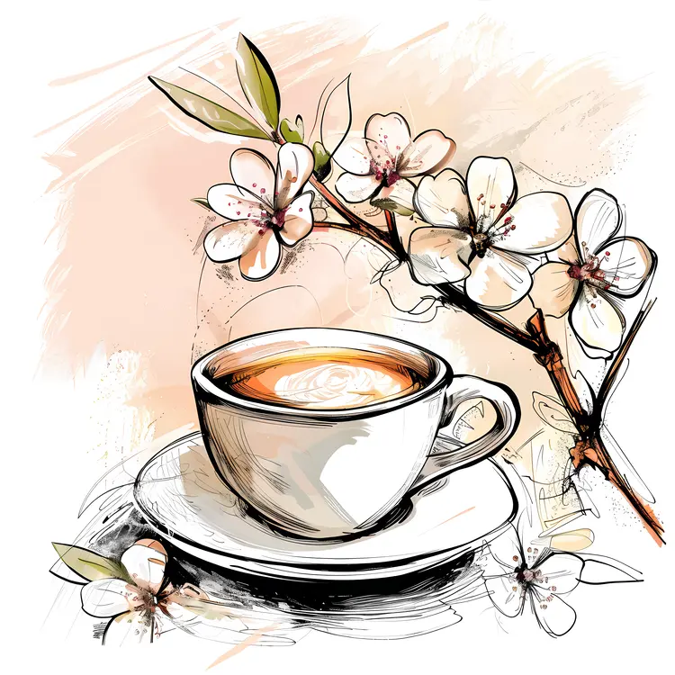 Coffee Cup with Blossoms