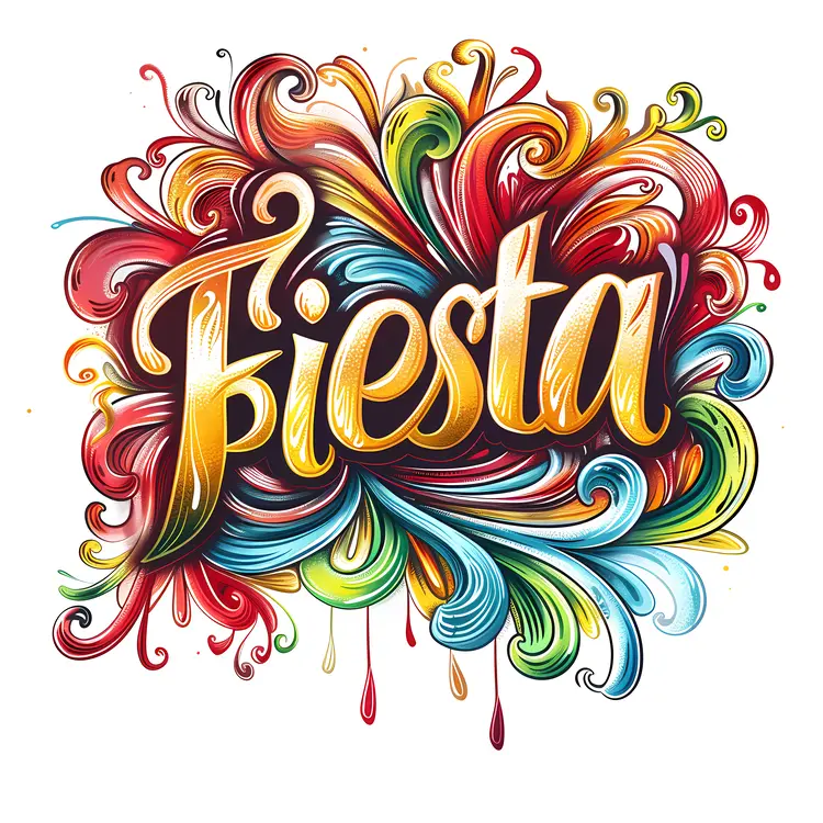 Fiesta Text with Colorful Swirls