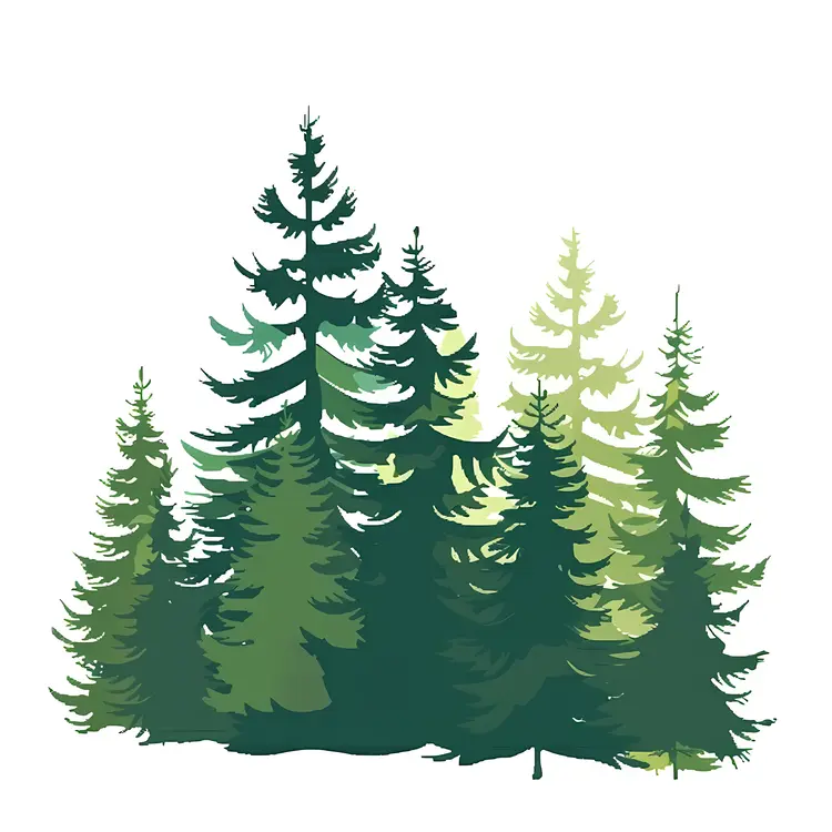 Green Pine Forest Illustration