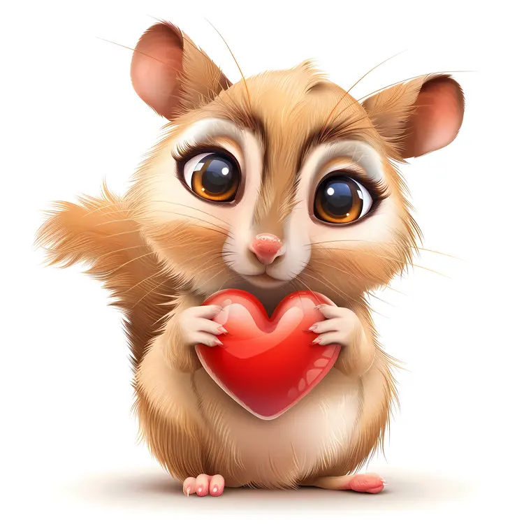 Cute Squirrel Holding a Heart