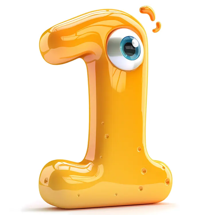 Number 1 with Single Eye Cartoon