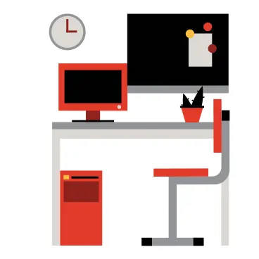 Modern Computer Desk with Chair and Monitor