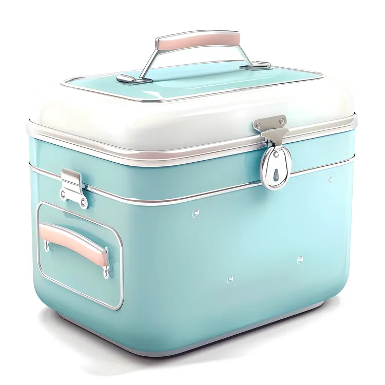 Compact Blue and White Cooler for Outdoor Activities