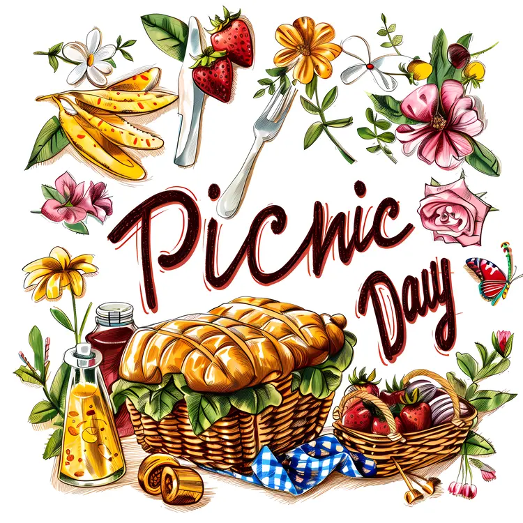 Picnic Day with Bread and Flowers