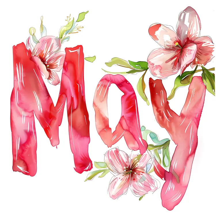 May Text with Red Flowers