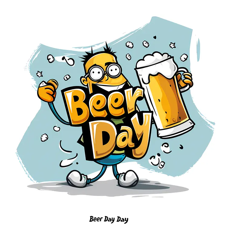 Beer Day Celebration with Cartoon Character