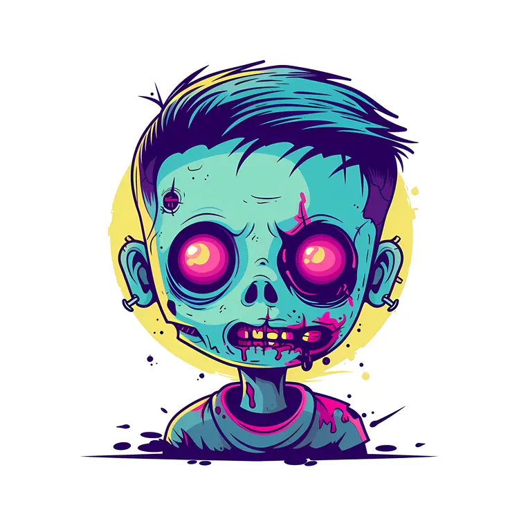 Cartoon Zombie Boy with Glowing Eyes