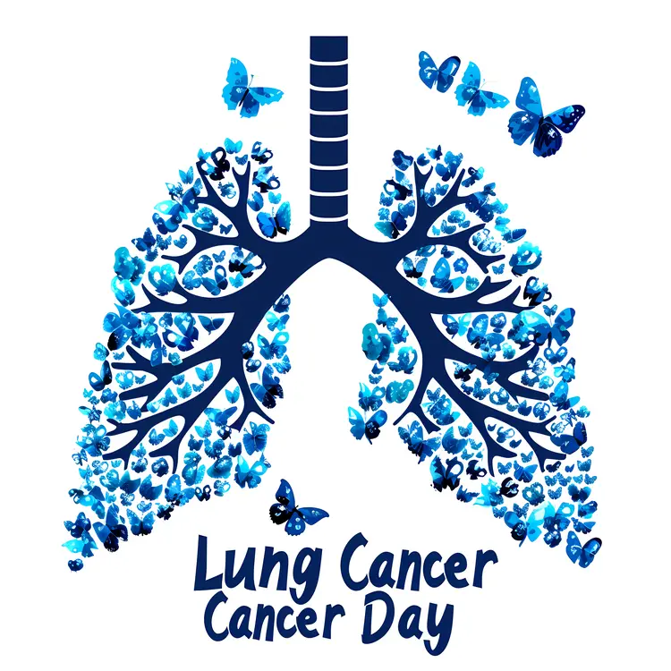 Lung Cancer Day Blue Lungs with Butterflies