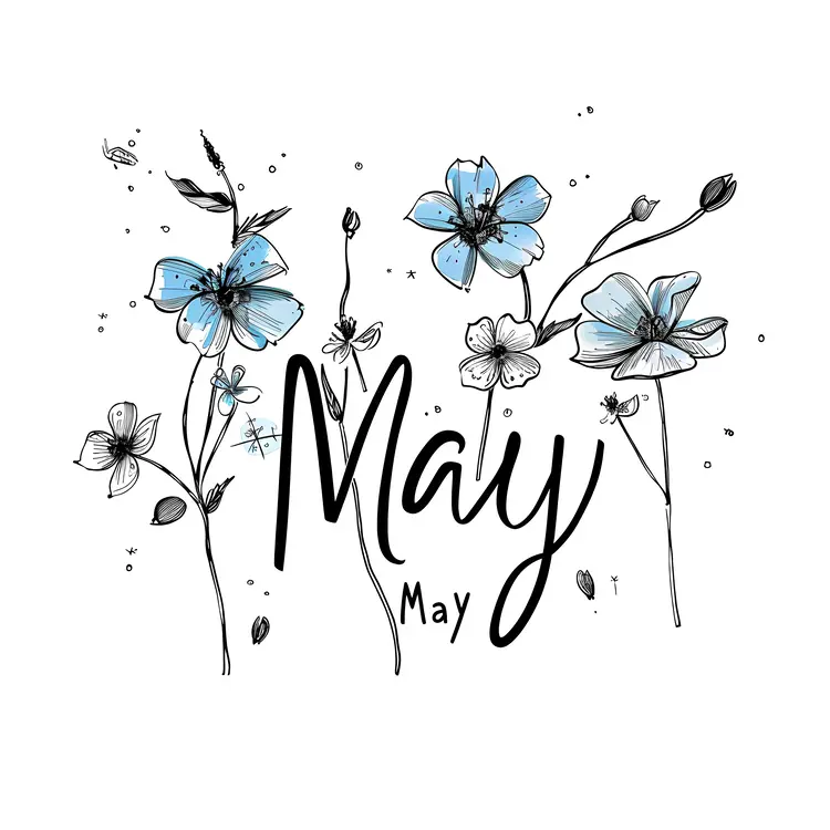 May with Multiple Blue Flowers