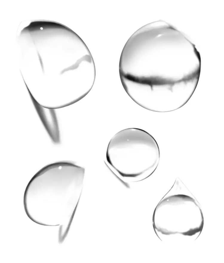 Transparent Water Droplets on a Clear Background