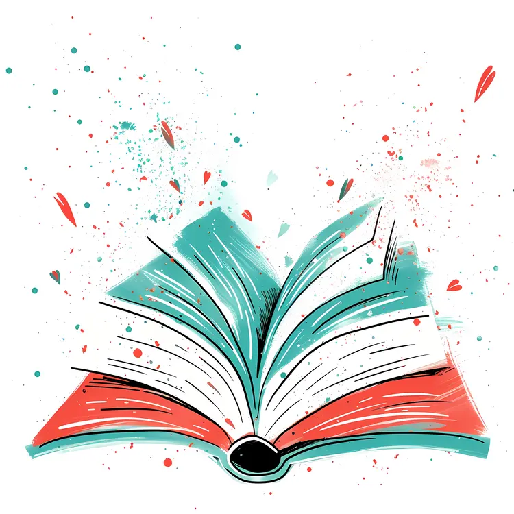 Artistic Open Book with Splashes