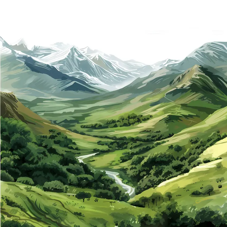 Beautiful Mountain Landscape with River