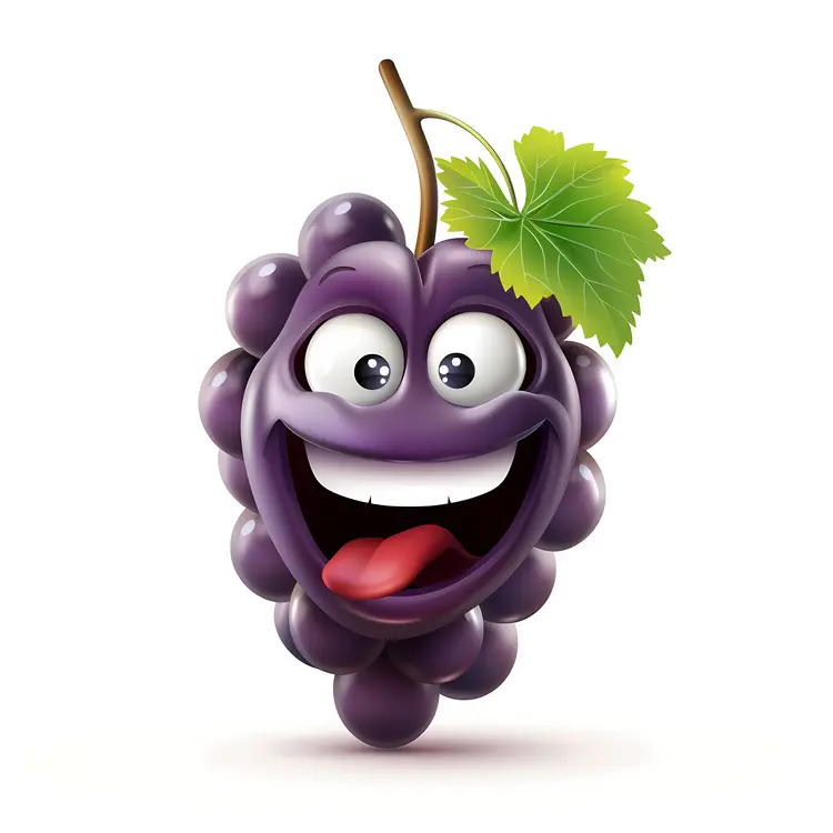 Happy Purple Grape with Leaf