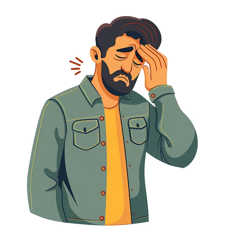 Man with Headache Illustration