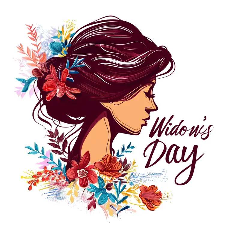 Woman's Silhouette with Flowers for International Widows Day