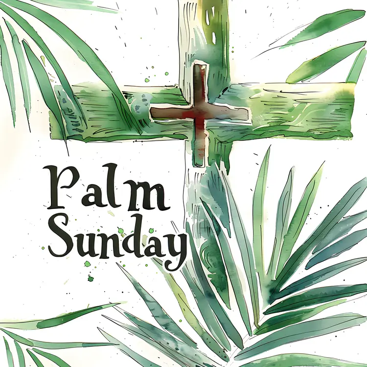 Palm Sunday Cross with Palm Leaves