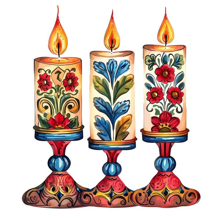 Beautiful Decorative Candles with Floral Patterns