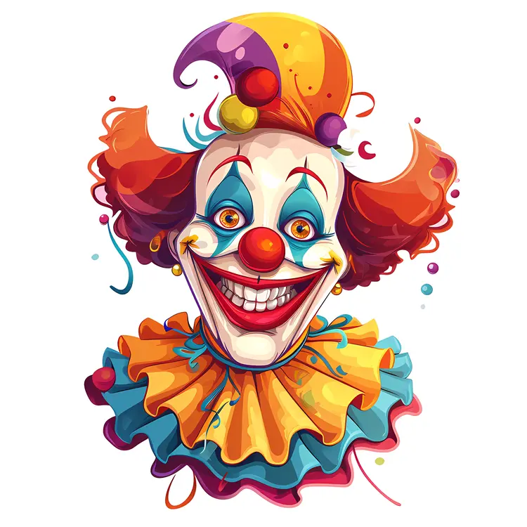 Smiling Clown with Colorful Outfit