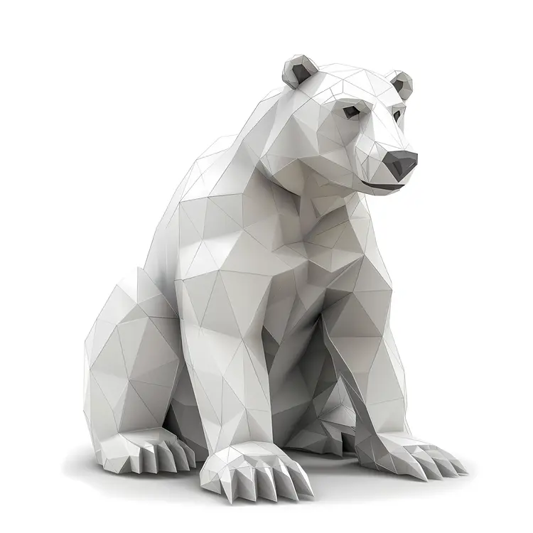 Geometric Sitting Polar Bear Art